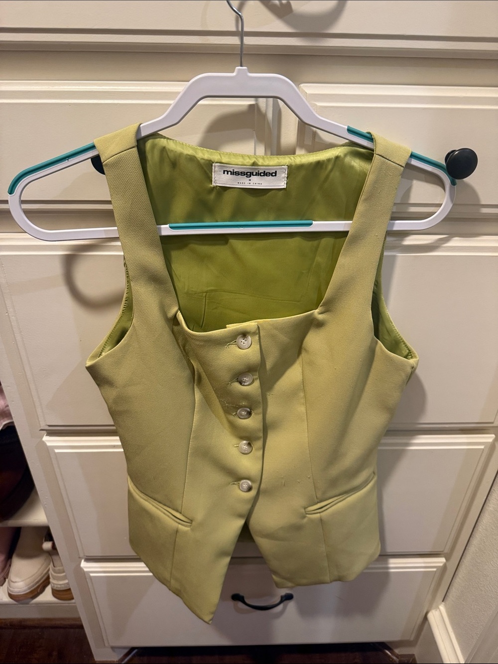 Missguided Lime Green Tailored Button Vest